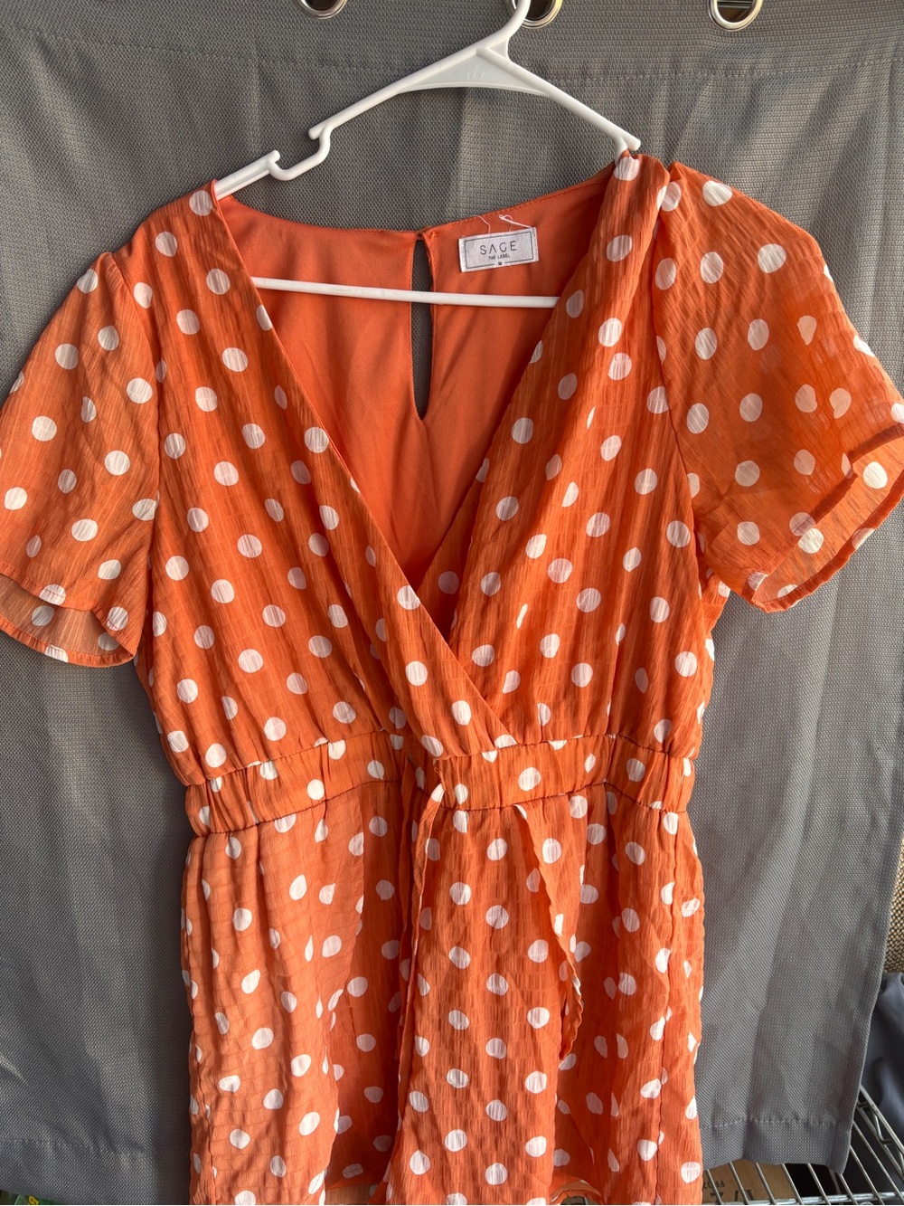 Sage Orange Polka Dot Wrap Dress